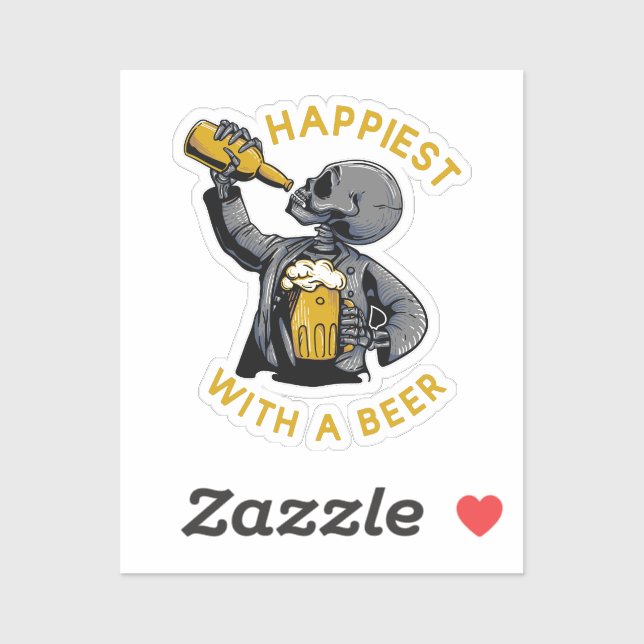 happiest with a beer with skeleton carrying a cup  (Sheet)