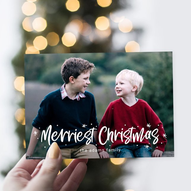 Happily Drawn Merriest Christmas Photo Card (Creator Uploaded)