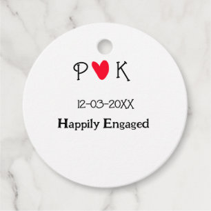 Happily Engaged add couple name letter date year h Favour Tags