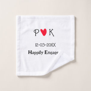 Happily Engaged add couple name letter date year h Wash Cloth