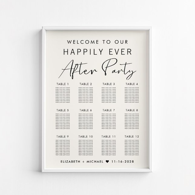 Happily Ever After 12 Table Wedding Seating Chart (Creator Uploaded)