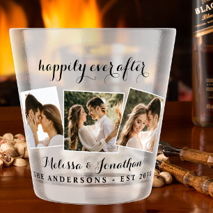 Happily Ever After 3 Photo Bride Groom Wedding Sho Shot Glass