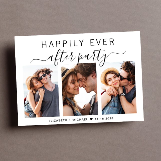 Happily Ever After 3 Photo Wedding Reception Invitation (Creator Uploaded)