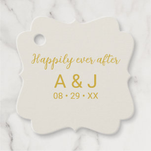 Happily Ever After Alabaster Gold Wedding Favour Tags