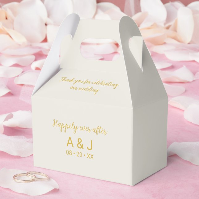 Happily Ever After Alabaster White Gold Monogram Favour Box (Wedding)