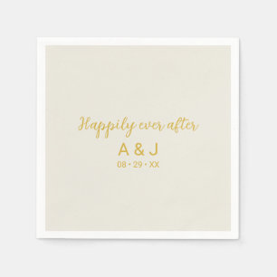 Happily Ever After Alabaster White Gold Monogram Napkin