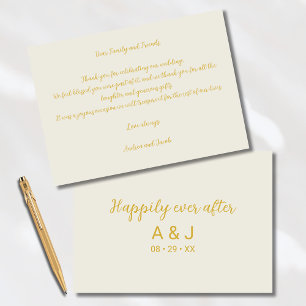 Happily Ever After Alabaster White Gold Monogram Thank You Card