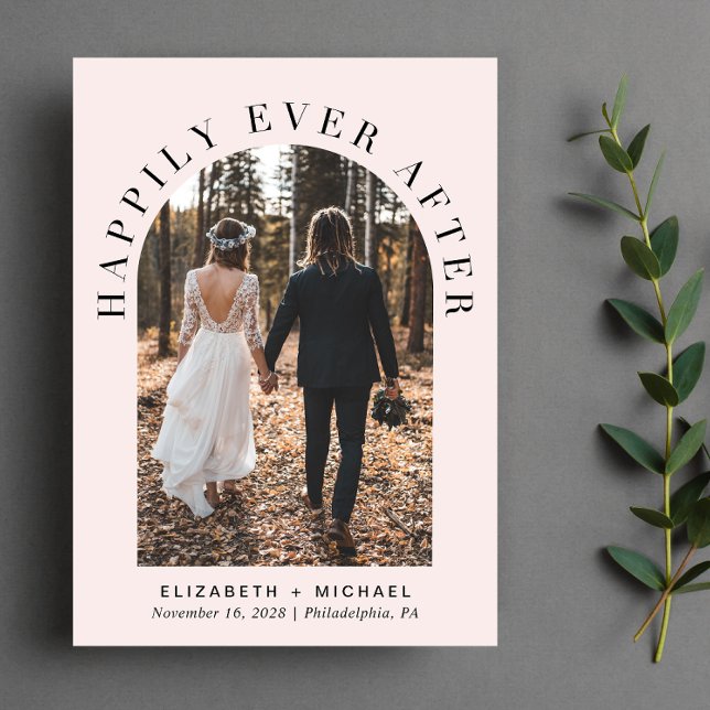 Happily Ever After Arch Photo Wedding Reception Announcement (Creator Uploaded)