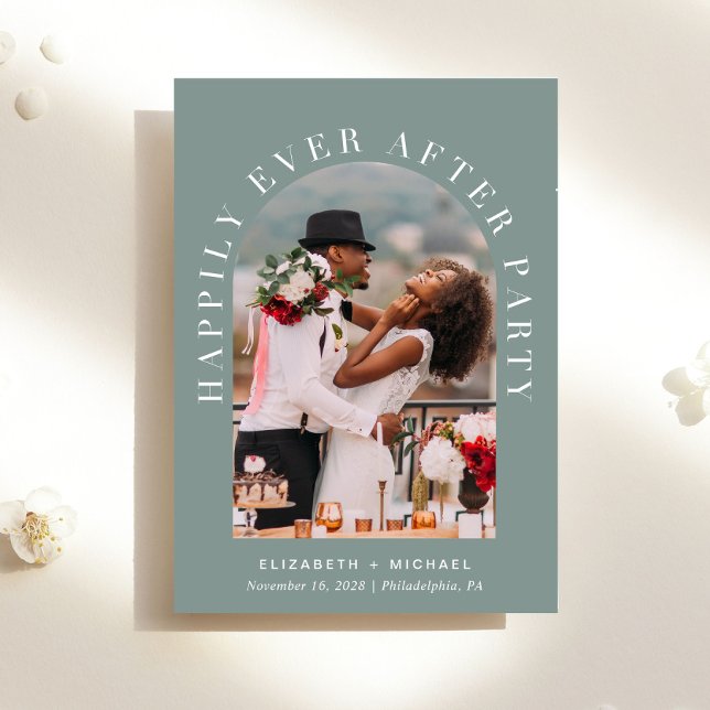 Happily Ever After Arch Photo Wedding Reception Invitation (Creator Uploaded)