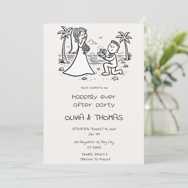 Happily Ever After Beach Wedding Invitation (Standing Front)