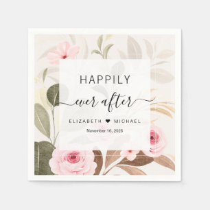 Happily Ever After Beautiful floral Wedding Napkin