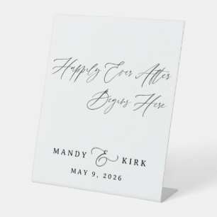Happily Ever After Begins Here Wedding Backdrop Pedestal Sign