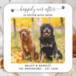 Happily Ever After Better With Dogs Pet Wedding Square Paper Coaster<br><div class="desc">Happily Ever After Is Better With Dogs! Add the finishing touch to your wedding with these cute custom photo wedding coasters . Perfect for your wedding after party and reception. Customise these photo coasters with your favourite wedding photo, dog of honours photo, or your newlywed photo with your dog, personalise...</div>