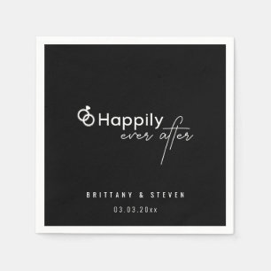Happily Ever After Black Wedding   Elegant Custom Napkin