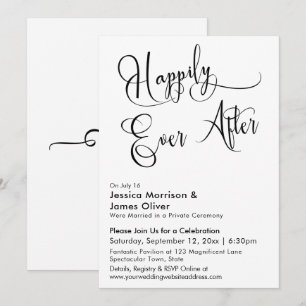 Happily Ever After Black & White Calligraphy Invitation