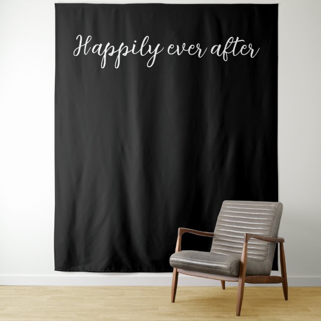 Happily Ever After Black White Wedding Backdrop  Tapestry (In Situ)