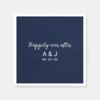 Happily Ever After Blue White Monogram Wedding
