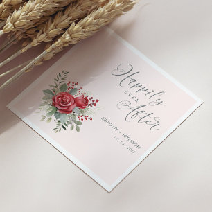 Happily Ever After Blush Wedding Napkins with Rose