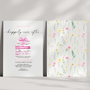 Happily Ever After Book Pink Floral Bridal Shower Invitation