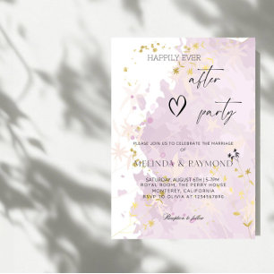 Happily Ever After Botanical Purple Wedding Party Invitation