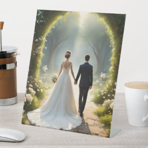 Happily Ever After Bride And Groom,  Pedestal Sign