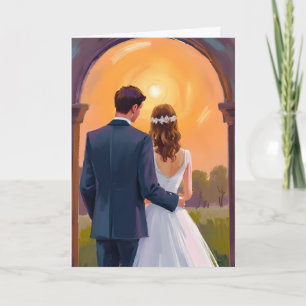 Happily Ever After Bride & Groom Wedding Card