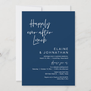 Happily Ever After Brunch, Elopement Navy Blue Invitation