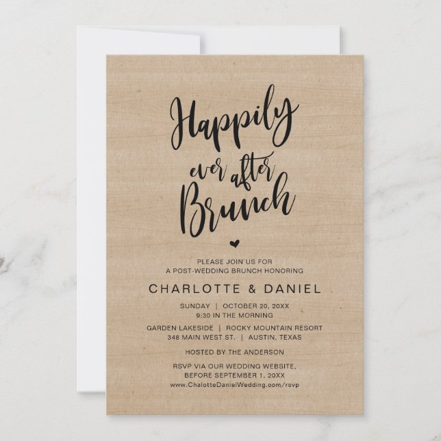 Happily Ever After Brunch, Post Wedding, Elopement Invitation (Front)