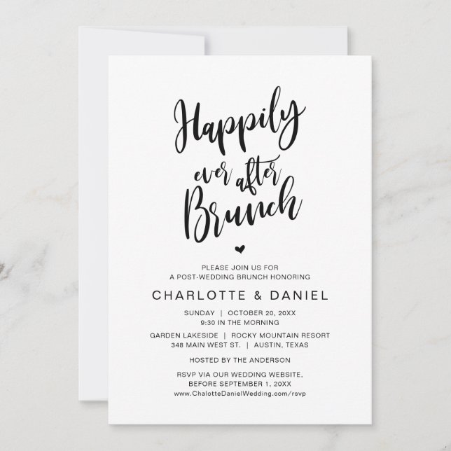 Happily Ever After Brunch, Post Wedding, Elopement Invitation (Front)
