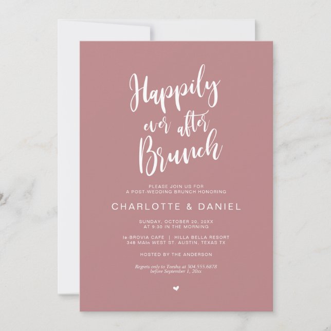 Happily Ever After Brunch, Post Wedding Elopement  Invitation (Front)