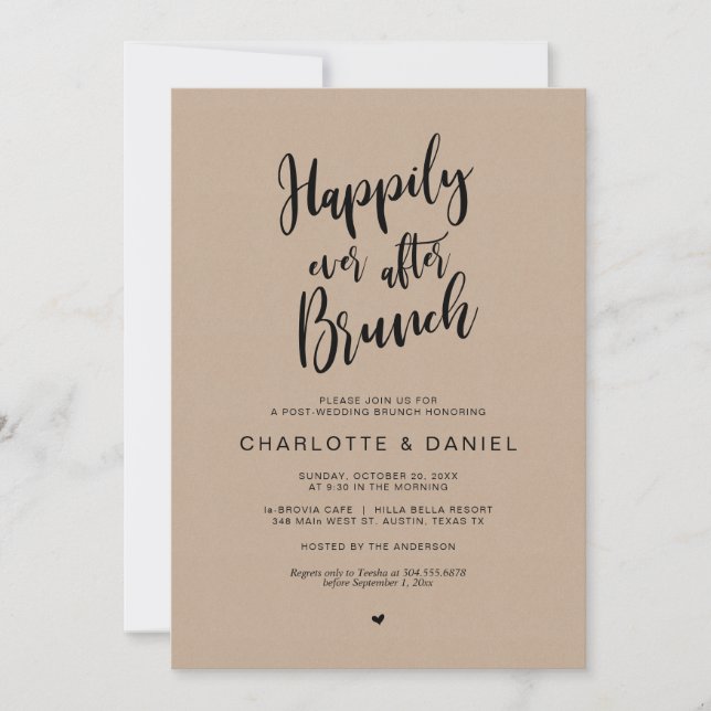 Happily Ever After Brunch, Post Wedding Elopement  Invitation (Front)