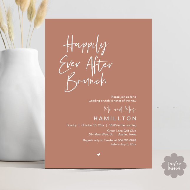 Happily Ever After Brunch The Morning After Invitation (Happily Ever After Brunch The Morning After Invitation Card PDF Newlyweds in Earthy Brown)