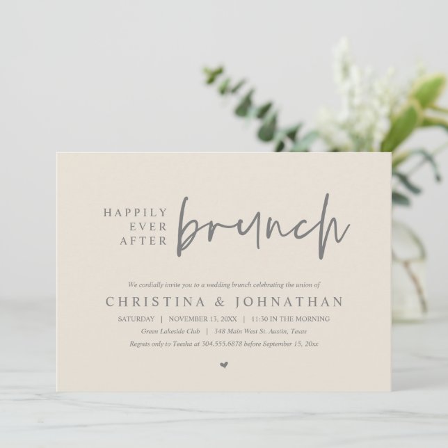 Happily Ever After Brunch Wedding Party, PDF Invitation (Standing Front)