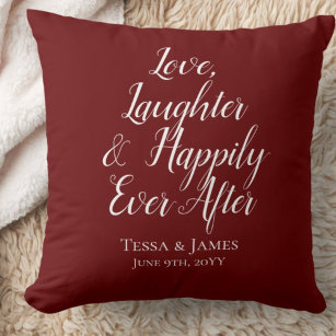 Happily Ever After Burgundy Red Throw Pillow