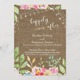 Happily Ever After, Burlap, Flowers & Lights Invitation