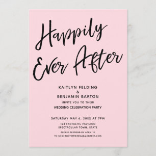 Happily Ever After Casual Wedding Party Light Pink Invitation