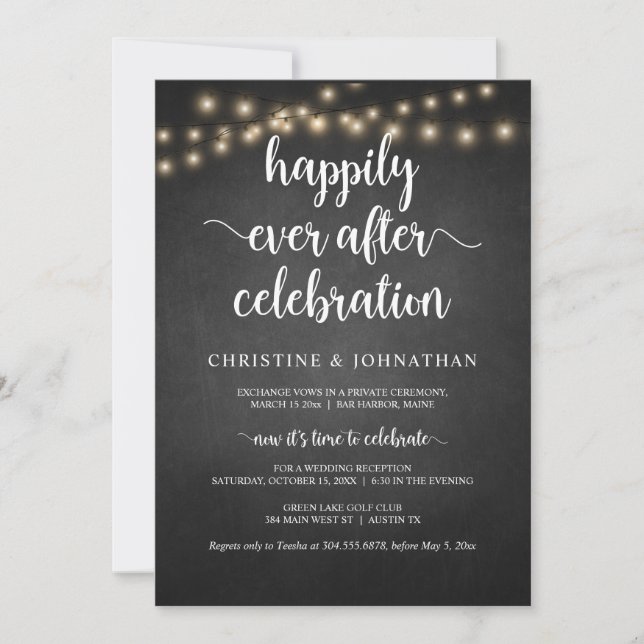 Happily ever after celebration, Rustic Elopement I Invitation (Front)