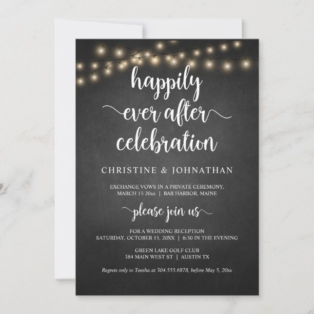Happily ever after celebration, Rustic Elopement I Invitation (Front)