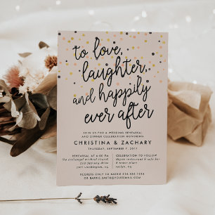 Happily Ever After Confetti Rehearsal Dinner Invitation