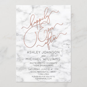 Happily Ever After Copper Marble Engagement Party Invitation