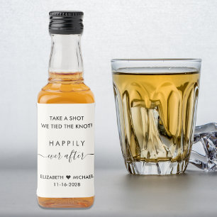 Happily Ever After Cream Wedding Favour Liquor Bottle Label
