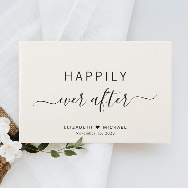 Happily Ever After Cream Wedding Guest Book (Creator Uploaded)