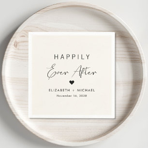 Happily Ever After Cream Wedding Napkin