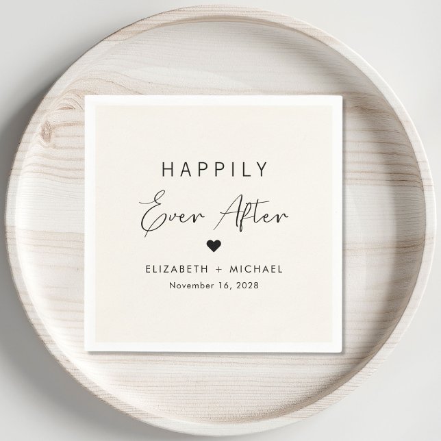 Happily Ever After Cream Wedding Napkin (Creator Uploaded)