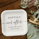 Happily Ever After Cream Wedding Paper Plate<br><div class="desc">Chic light cream paper plates for your wedding reception,  engagement parties,  couples showers and other wedding celebrations featuring "Happily Ever After" in simple typography and a stylish script with swashes,  your first names joined by a heart and your wedding date.</div>