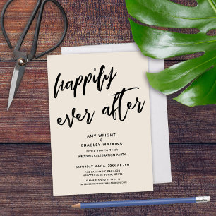 Happily Ever After Cream Wedding Reception Invitation
