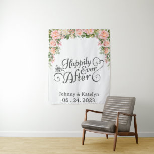 Happily Ever After Custom Wedding Backdrop  Tapestry