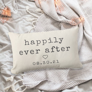 Happily Ever After Custom Wedding Date Lumbar Cushion