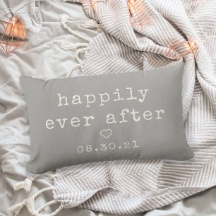 Happily Ever After Custom Wedding Date Lumbar Cushion