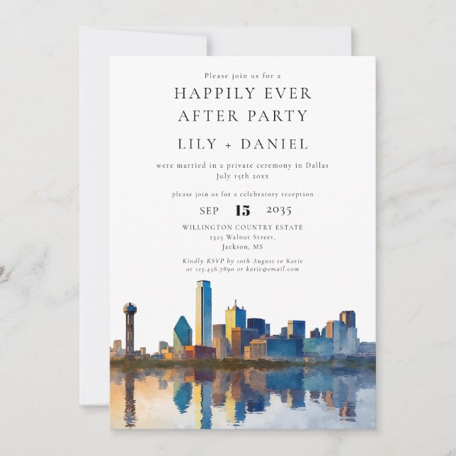 Happily Ever After Dallas Wedding Invitation (Front)